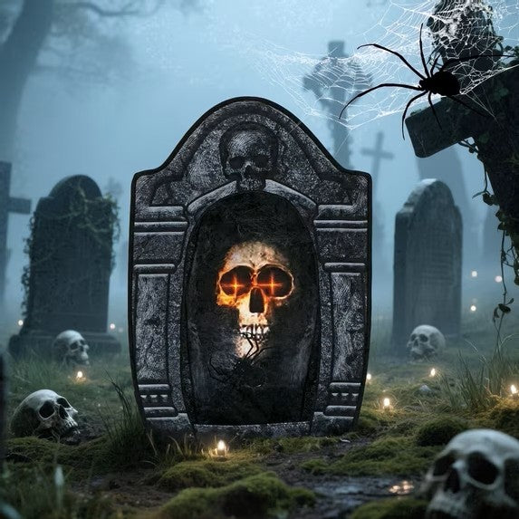 3.5FT LED Skull Tombstone Halloween Decoration