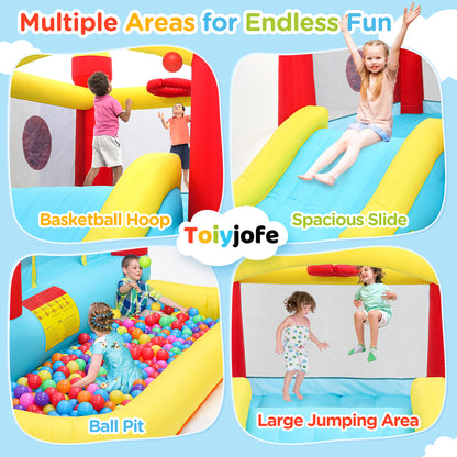 Toiyjofe Bounce House with Blower & Slide, (10FT X 10FT X 7FT) Kids Bouncy Castle for Indoor/Outdoor Play, Birthday Parties, Backyard Fun Inflatable Bounce House for Kids 3-6, Jump House for Toddlers