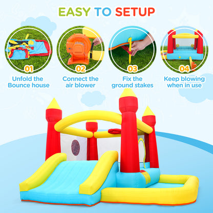 Toiyjofe Bounce House with Blower & Slide, (10FT X 10FT X 7FT) Kids Bouncy Castle for Indoor/Outdoor Play, Birthday Parties, Backyard Fun Inflatable Bounce House for Kids 3-6, Jump House for Toddlers