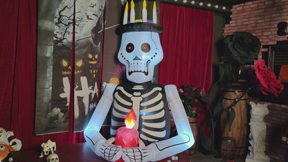 6FT Halloween Inflatables Skull Decoration: Day of The Dead Skeletons Blow Up Outdoor Decor, Día de Los Muertos Inflatable Built-in LEDs for Holiday Party, Garden, Lawn, Yard, Patio Décor