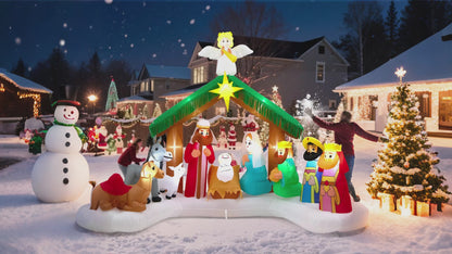 Toiyjofe 12FT Christmas Inflatable Nativity Scene: Large Outdoor Christmas Decorations, Built-in 15 LED Lights, Blow Up Jesus Nativity Set Decor, Inflatables for Party Lawn Garden Yard (12FT X 6.5FT X 9FT)